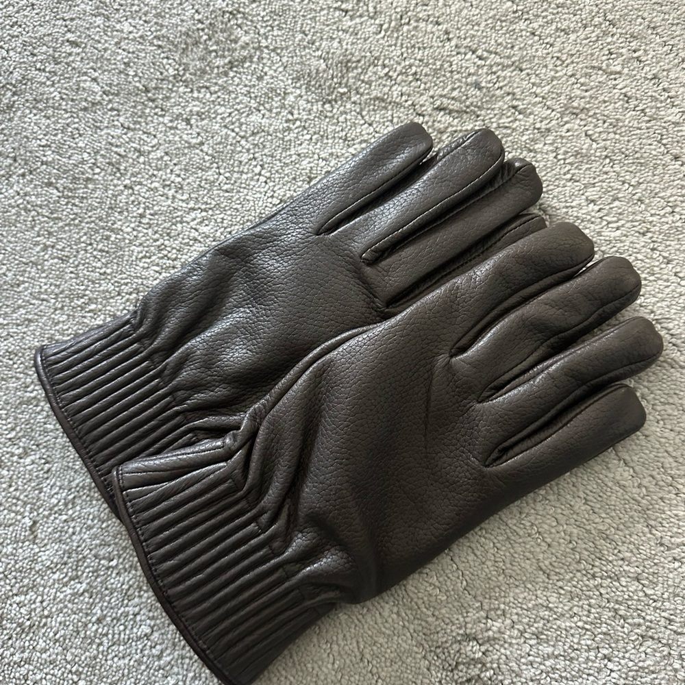 🧤 Orciani Hammered Leather Gloves in Dark Brown